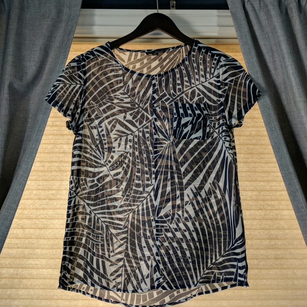 Brooklyn Industries sheer leaf print blouse